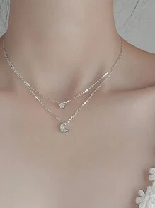 Xingyue Sterling Silver Pendant Double-Layer Necklace For Women, High-End, Versatile, Light Luxury, Niche Design, Clavicle Chain Accessories