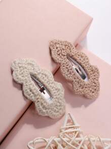 2pcs Girls' Handmade Cloud Shaped Hair Clips, Suitable For Daily Wear - Multicolor - View 5