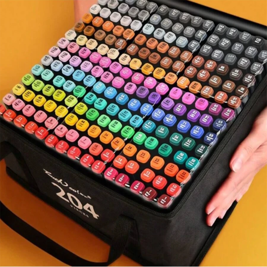 Set de 6/30/40/60 rotuladores, rotuladores de acuarela para estudiantes, rotuladores de punta doble permanente para artes, marcadores para estudiantes de escuela secundaria/universidad, compatibles con cuaderno de bocetos de estudiante - Multicolor - Ver 1