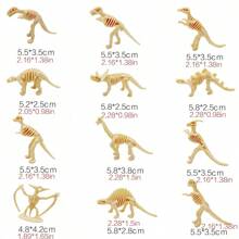 6/12pcs Assorted Dinosaur Fossil Skeleton Toys - Plastic Dino Figures In Cream, Archaeological Excavation Dinosaur Skeleton, Simulation Educational Toy, Ideal For Party Favors, Birthday Decor & Educational Digging Activities, Dinosaur Toys, Thanksgiving/Halloween/Birthday/New Year Gifts,Dinosaur,Dinosaur Toys,Dinosaur Toy,Bug Terrarium,Life Cycle,Kids Party Decor