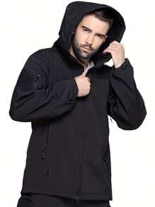 Military Soft Shell Tactical Jacket, Men's Waterproof Windproof Jackets, Men's Army Combat Hooded Coats - màu đen - Xem 4