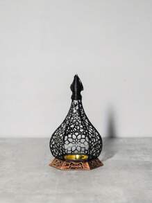 1pc Moroccan Style Metal Candle Holder, Vintage-Inspired Gilded Openwork Carved Wind Lamp, Romantic European Wedding Decor, Aromatherapy Candle Holder, Seascape Theme Decorative Hanging Light For Home, Courtyard, Garden, Villa, Distressed Lantern Design For Home Ambiance - Shipped Without Candles