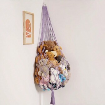 大容量毛绒动物吊床，布艺玩具收纳架，易于安装，毛绒玩具球形网，儿童日托玩具收纳架，有白色、黑色、蓝色、紫色和粉色可选，塑料篮子，玩具篮，家居装饰，餐桌装饰，家居装饰品，房间装饰，卧室装饰，礼品，篮子，收纳篮，汽车配件，厨房，浴室收纳，厨房配件，房间装饰，家居装饰