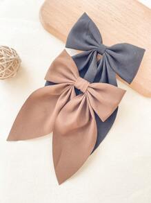 4pcs Large Bow Hair Clips, Soft Long-Tailed Bow Hairpins, Vintage Metal Hair Clip Silk, Elegant Hair Accessories, Great Gift For Girls Claw Clips Hair Claws Hair Barrettes, School Stuff - Multicolor - View 4