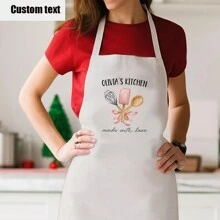 1pc Customized Personalized Apron For Women, Mom Christmas Gift, Grandmother Kitchen Apron, Personalized Gift For Mom, Custom Printed Baking Apron, Breathable, Lightweight, Washable, Cute, Love, Shining, Soft, Comfortable, Elegant, Custom, Personalized, Unique, Him, Her, Boyfriend, Girlfriend, Dad, Mom, Family, Friends,Fall Decor - White - View 8