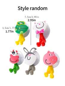 1/3/5pcs Creative Cute Cartoon Animal Family Damage-Free Strong Suction Toothpaste & Toothbrush Holder, Assorted Style Home Bathroom Decor Summer