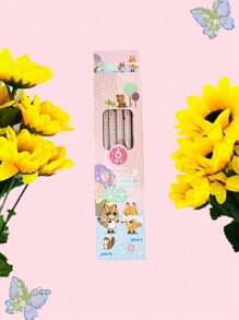 1 Set de 6 lápices en estuche con diseño de caja con dibujos animados, kit de papelería escolar