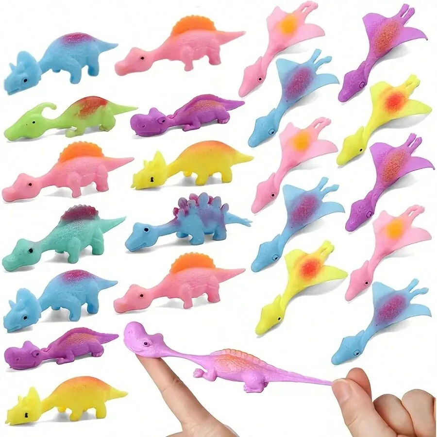 2/5/8 sztuk Slingshot Dinosaur Finger Toys, Mini Gumowe Zabawki Slingshot Dinosaur Finger, Nagrody, Latające Gry Party Gifts, Zabawne Prezenty Prank Na Urodziny Świąteczne Prezenty Wypełniające Skarpety Prezenty Lepkie Ściany Katapulty Zabawki Dla Dzieci i Dorosłych, Zabawna Gra Imprezowa, Losowa - Wielokolorowe - Zobacz 1