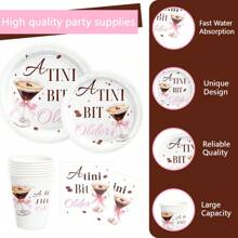 A Tini Bit Older Party Supplies Espresso Martini Paper Plates Napkins Weenies And Tini Dessert Party Tableware Set Hot Pink & Green Dinnerware For Birthday Bridal Wedding Decoration Serve 10