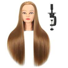 Głowa manekina z włosami fryzjer kosmetologia manekin manekin treningowy warkocz cięcie stylizacja głowa lalki z bezpłatnym uchwytem zaciskowym - Wielokolorowe - Zobacz 1