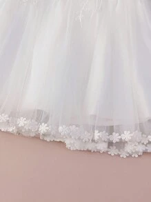 Vestido de bautizo blanco con bordados para niñas de 0 a 2 años, vestido de dama de honor para boda - Blanco - Ver 6