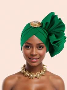 1pc Ornate Accessory Hand-Stitched Side Floral Muslim Head Cap, For Daily & Gathering Use - Hand-sewn Flowers On the Side - View 9