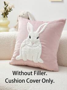 1 vỏ gối thêu hình thỏ hồng Phục Sinh, vỏ gối Phục Sinh, thích hợp trang trí trong nhà, vỏ gối mùa xuân/hè, không bao gồm ruột gối. - Hồng - Xem 3