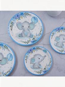 24/12 piezas, platos de papel desechables, platos de papel con diseño de elefante/elefante bebé, platos para comida, tema de elefante bebé/globo, platos de papel de 7 pulgadas, platos de papel de 9 pulgadas, accesorios para fiestas, decoraciones, para usar en fiestas, barbacoas, picnics, celebraciones, fiestas, campamentos, regalos para mamá, fiestas temáticas de cumpleaños y juegos de comida, pañuelos, vasos de papel, decoración del hogar, suministros para fiestas, bandejas, platos para postre, tartas de cumpleaños