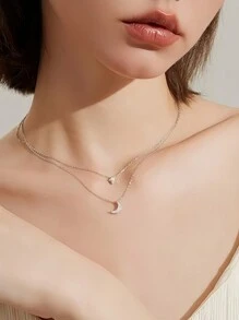 Xingyue Sterling Silver Pendant Double-Layer Necklace For Women, High-End, Versatile, Light Luxury, Niche Design, Clavicle Chain Accessories