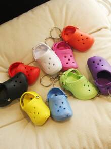 1pc Cute Mini Shoe-Shape Keychains,Slipper Keychains,Beach Hole Shoes Key Chains For DIY Backpack,Valentine's Day Gifts - Multicolor - View 1