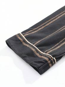 [PONX]2pcs Men's Pajama Set, Breathable Long Sleeve Top & Pants Sleepwear For Spring And Autumn, Fall Winter Clothes - Black - View 8