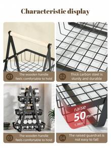 1pc Wrought Iron Foldable Double-Layer Basket, Household Kitchen Fruit And Vegetable Storage Basket Shelf, Holiday Gift
