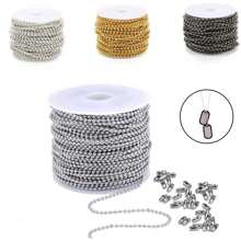 1Set 1.5/2.4mm Iron Beads Chain About 393.7 Inch About 50 Iron Material Beads Waist Buckle DIY Jewelry Chain Suitable For Bracelet Necklace DIY Making - Multicolor - View 1