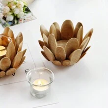 1PC Candlestick Wooden Creative Candle Holders With Flower Design Wedding Table Vintage Candlestick Glass For Party Living Room