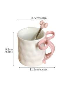 1pc Cute 3D Bow Ceramic Mug, High-Quality Design Handmade Girly Teacup, Coffee Cup, Couple Cup, Gift For Best Friend, Back To School, Birthday - Multicolor - View 5
