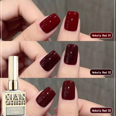 XUANZHIHE 1支/3支/15毫升 新款复古红色指甲油凝胶，半永久可卸UV LED指甲油凝胶，美甲用品，适用于美甲沙龙、DIY、居家美甲，女士