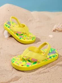 1 Pair Girls Cute Rabbit & Flower Casual Comfortable Fashion Outdoor Yellow Sandals, Suitable For Summer - Yellow - View 2