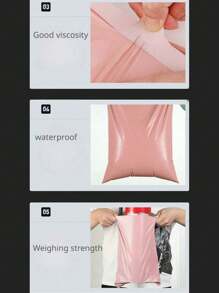 100pcs/50pcs/20pcs/10pcs Thickened Waterproof Solid Color Packaging Bags, Minimalist Multi-Functional Bags, Suitable For Office, Shipping And Mailing - Pink - View 5