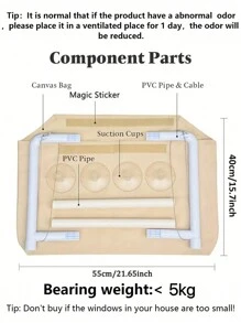 1 pieza Hamaca para gatos Cama colgante para mascotas Cama de ventana para gatos y perros pequeños Asiento de ventana soleado con manta Capacidad de soporte de 5kg Accesorios para mascotas - Multicolor - Ver 3