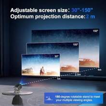 [180°Adjustable Stand] Smart Mini Projector With WiFi Bluetooth 15000 Lumens FHD 1080P Auto Keystone 4K Video Portable Ceiling Projector WiFi 6 Built-In Android 11.0 Black - 黑色1 - 查看 5