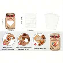 48-Piece Mason Jar Valentine's Day Card Set With Candy Bag - DIY Holiday Gifts, Class Exchange, Graduation And Birthday Party And Class Exchange Gifts, Fun DIY Craft Set, Heart Themed Paper Cards Does Not Include Candy - Multicolor - View 6