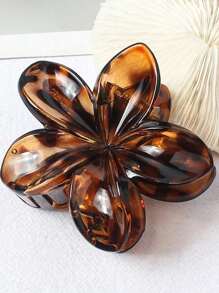 1/2/3 件女士简约焦糖色亚克力花爪夹马尾辫发饰，优雅百搭头饰，适合日常佩戴