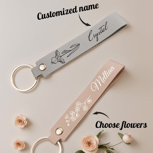 1 pieza Llavero personalizado de cuero de PU con monograma y flor, adecuado para vacaciones, bodas, San Valentín, Navidad, Día de la Madre, Día del Padre, aniversarios, regalos para mejores amigos, llavero de flor personalizado, Dawg, grabado, lentejuelas, acero inoxidable, vintage, casual, unisex, hipster, dinero viejo, elegante, personalizado, único, regalos ideales para él, regalos ideales para ella, novio, novia, familia, amigos, abuelos, jóvenes, ella, para aniversarios, para cumpleaños, para bodas, para graduación, para inauguración de la casa, regalos personalizados para mujeres/hombres, llavero personalizado/personalizado, útiles escolares, de vuelta a la escuela, regalo escolar, para la oficina, para la escuela, para el aula, para regalos de maestros, para la universidad, para colegas, para dormitorios, para maestros, para niños y niñas, para adolescentes, estudiantes de secundaria, estudiantes de secundaria, estudiantes universitarios, estudiantes universitarios, estudiantes