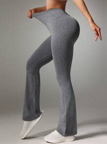 Summer Workout 1pc High Waist Flare Leg Sports Leggings