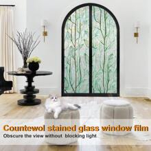 YUANYI 1 卷 17.5 英寸 * 39.4/78.7/118/157.6/197 英寸彩色隐私玻璃粘合膜,绿藤 3D 激光装饰窗贴,彩虹效果,适用于家庭,可重复使用的房间装饰 - 綠色 - 查看 10