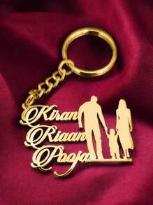 A Customized Stainless Steel Family Surname Keychain - Suitable For Multiple Key Rings Of Family Members - Cartoon Letter Theme - Decorative Keychain With Ring Buckle - Ideal Gift For Girl - Multicolor - View 6