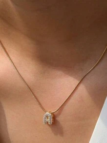 26 件英文字母吊坠项链，不锈钢链条，时尚配饰 - 金色 - 查看 3