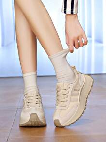 女士休闲运动鞋、平底运动鞋、运动路跑鞋 - 米色 - 查看 12