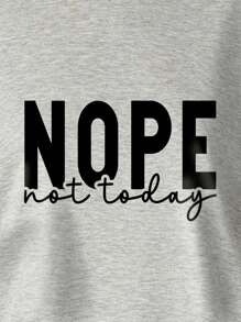 Women's Plus Size Cool NOPE Letter Print T-Shirt Fashion Short Sleeve Round-Neck Tops Summer Streetwear - 灰色 - 查看 3