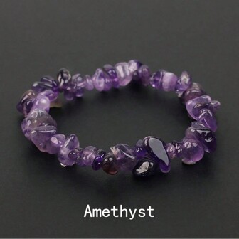 Asymmetric Natural Gemstone Bracelet Stretch Chip Beads Nuggets Amethyst Quartz Bracelets Bangles For Women