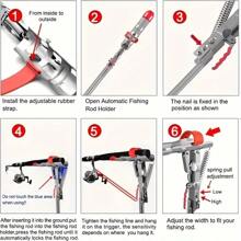 1pc Red Hanging Rod Holder With Foldable Design And Stable Ground Support, Allows Hands-Free Fishing