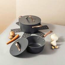Thyme & Table 12 Piece Aluminum Cookware Set, Gold Pvd