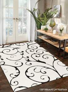 1 块复古矩形抽象图案蓬松舒适仿羊毛地垫；可机洗 1 块复古矩形蓬松舒适仿羊毛地垫；可机洗、防污且易于护理的地毯，适用于客厅、卧室、儿童房、餐厅、浴室、厨房、阳台等；房间装饰的理想地毯选择 - 淡紫色 - 查看 7