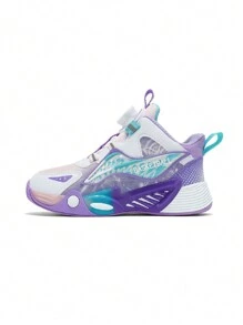 Zapatos de baloncesto giratorios para niños - Zapatos deportivos casuales de PU morado, con amortiguación y antideslizantes, apropiados para correr y caminar tanto en interiores como en exteriores