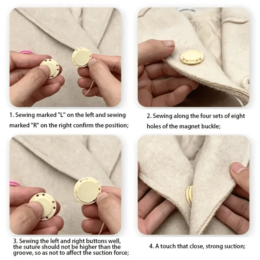 5 Pares de Botões Magnéticos Invisíveis - Botões de Costura de Plástico ...