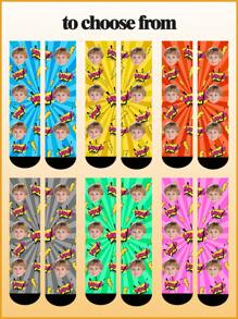 1 paire de chaussettes personnalisées avec avatars pour enfants de 1 à 16 ans, taille moyenne pour adultes. Chaussettes sur mesure avec avatars, wow, intéressant, convenant à toutes les saisons, motif radial