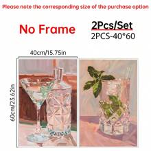 Conjunto de 2 impresiones con diseño de alcohol, arte de bar de martini, decoración para beber para pared del hogar y cocina, póster moderno de cóctel, pósteres de lienzo