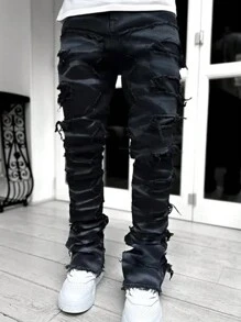 Tween Boys' Casual Distressed Denim Jeans, All Season - Black - View 1