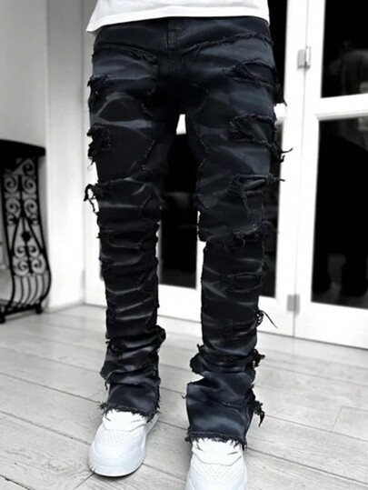 Pantalones vaqueros de mezclilla desgastados casuales para niños preadolescentes, para todo el año