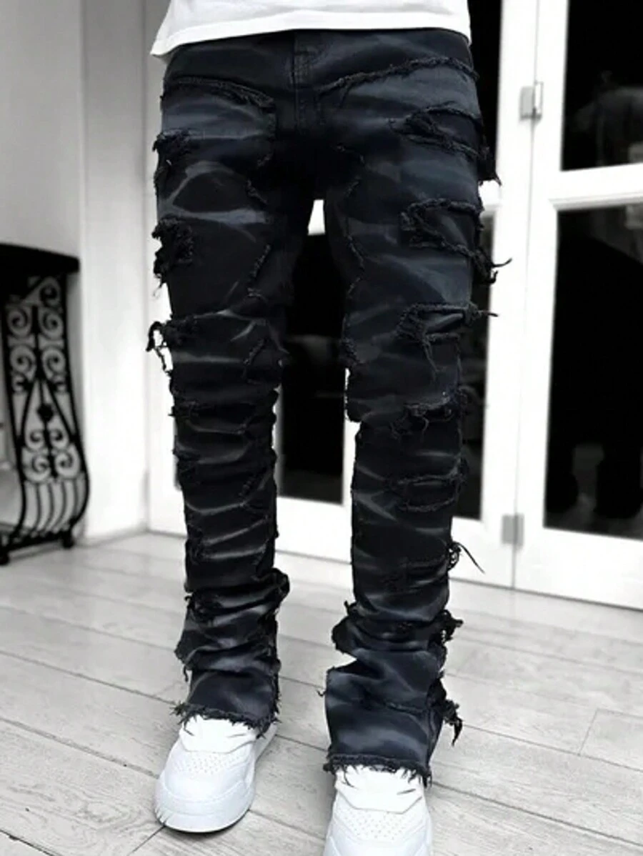 Tween Boys' Casual Distressed Denim Jeans, All Season - Black - View 1